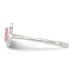 Sterling Silver Polished Pink CZ Butterfly Children's Ring - 2