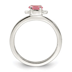 Sterling Silver Polished Pink CZ Candy Children's Ring - 2