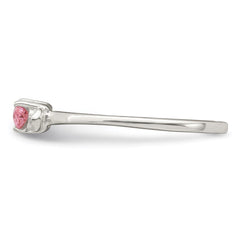 Sterling Silver Polished Pink CZ Candy Children's Ring - 2