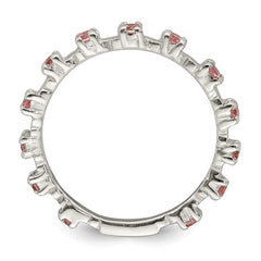 Sterling Silver Polished Pink CZ Children's Ring - 2