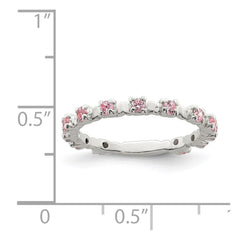 Sterling Silver Polished Pink CZ Children's Ring