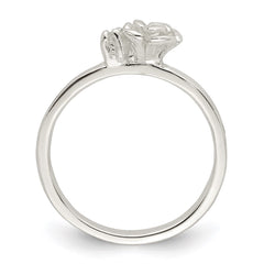 Sterling Silver Clear CZ Rose Kid's Ring - 2