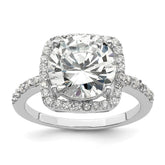 Sterling Silver Rhodium-plated Polished CZ Square Halo Ring - 2