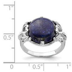 Sterling Silver Rhodium-plated Lapis Lazuli Ring - 3