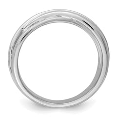 Sterling Silver Rhodium-plated Brushed Ring - 2