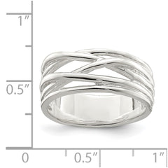 Sterling Silver Polished 5 Band Intersecting Ring - 2