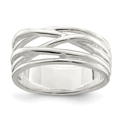 Sterling Silver Polished 5 Band Intersecting Ring - 2