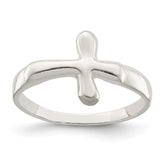 Sterling Silver Horizontal Tiny Freeform Cross Ring - 2