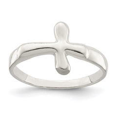 Sterling Silver Horizontal Tiny Freeform Cross Ring - 2