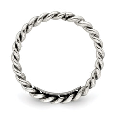 Sterling Silver Antiqued Twisted 1.75mm Women's Ring - 2