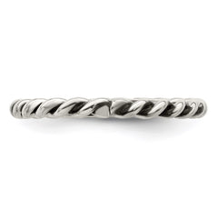 Sterling Silver Antiqued Twisted 1.75mm Women's Ring - 2