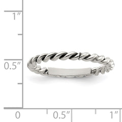 Sterling Silver Antiqued Twisted 1.75mm Women's Ring - 2
