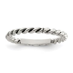Sterling Silver Antiqued Twisted 1.75mm Women's Ring - 2