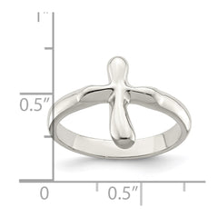 Sterling Silver Vertical Tiny Freeform Cross Ring - 3