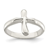 Sterling Silver Vertical Tiny Freeform Cross Ring - 2