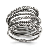 Sterling Silver Antiqued Textured One Piece Spring Ring - 3