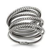 Sterling Silver Antiqued Textured One Piece Spring Ring - 2