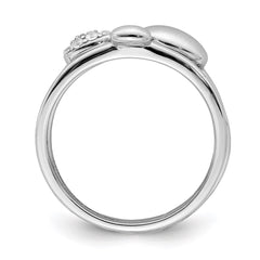 Sterling Silver Rhodium-plated Polished CZ 3 Ring Set - 2