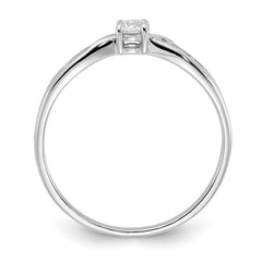 Sterling Silver Rhodium-plated Polished and CZ Ring - 3