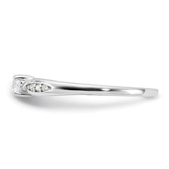 Sterling Silver Rhodium-plated Polished and CZ Ring - 3
