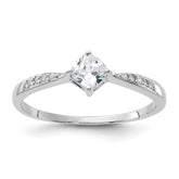Sterling Silver Rhodium-plated Polished and Square Shaped CZ Ring - 2