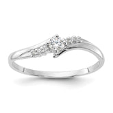 Sterling Silver Rhodium-plated and CZ Ring - 7