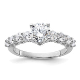 Pure Fire Sterling Silver Rhodium-plated Polished & CZ Ring