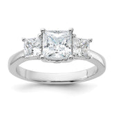 Sterling Silver Rhodium-plated & CZ 3 Stone Ring - 2
