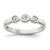 Sterling Silver Polished CZ Ring - 8