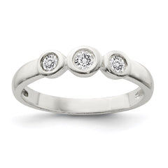 Sterling Silver Polished CZ Ring - 7