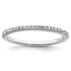 Sterling Silver Rhodium-plated Polished CZ Ring - 6