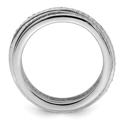 Sterling Silver Polished Rhodium-plated CZ Pavâ Eternity Motion Ring