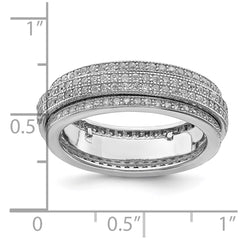 Sterling Silver Polished Rhodium-plated CZ Pavâ Eternity Motion Ring - 2