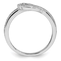 Sterling Silver Rhodium-plated CZ Buckle Ring - 3