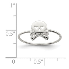 Sterling Silver Polished Skull & Crossbones Ring - 2