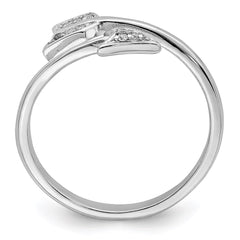 Sterling Silver Rhodium-plated Polished CZ Arrow Adjustable Ring