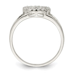 Sterling Silver Polished CZ Peace Sign Ring - 3