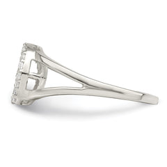 Sterling Silver Polished CZ Peace Sign Ring - 3