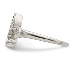 Sterling Silver Polished CZ Fleur De Lis Ring - 3