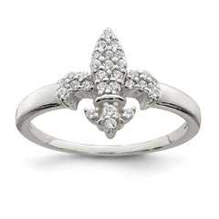 Sterling Silver Polished CZ Fleur De Lis Ring - 3