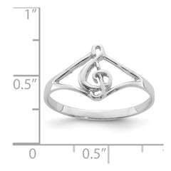 Sterling Silver Rhodium-plated Polished Music Note Ring - 3