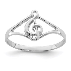 Sterling Silver Rhodium-plated Polished Music Note Ring - 3