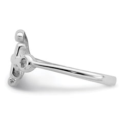 Sterling Silver Rhodium-plated Polished Anchor Ring - 6