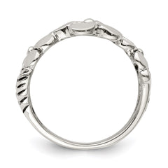 Sterling Silver Polished/Antiqued Flower Ring - 3