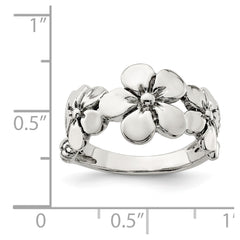 Sterling Silver Polished/Antiqued Flower Ring - 3