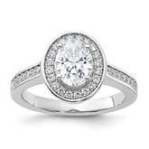 Sterling Silver Rhodium-plated & CZ Oval Ring - 3