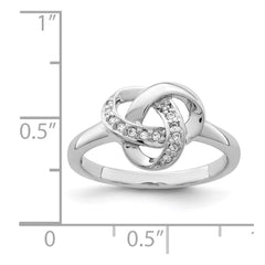 Sterling Silver Rhodium-plated CZ Knot Ring - 2
