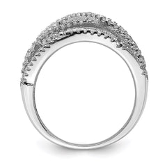 Sterling Silver Rhodium-plated CZ Micro pavâ Ring - 3