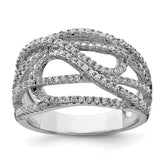 Sterling Silver Rhodium-plated CZ Micro pavâ Ring