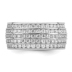 Sterling Silver Rhodium-plated 5-row Eternity Ring - 2